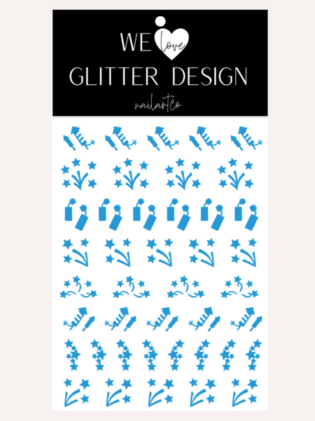 Fireworks Nail Decal | Light Blue