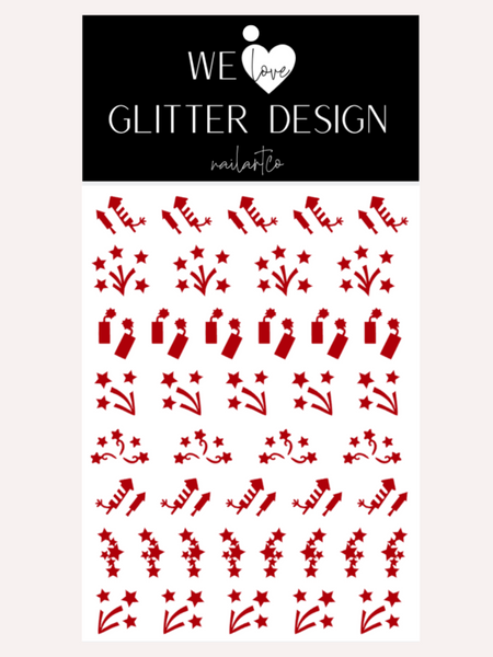 Fireworks Nail Decal | Red