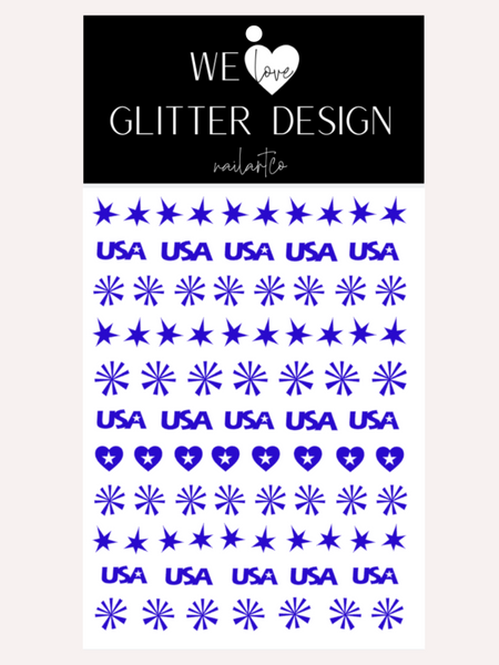U.S.A. Party Nail Decal | Brilliant Blue
