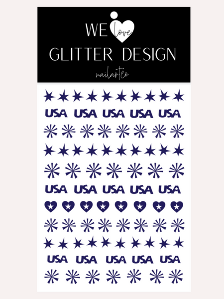 U.S.A. Party Nail Decal | Cobalt Blue