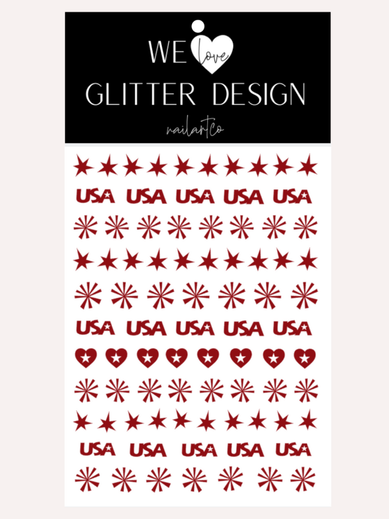 U.S.A. Party Nail Decal | Dark Red