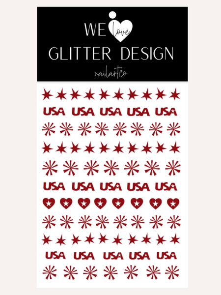 U.S.A. Party Nail Decal | Dark Red