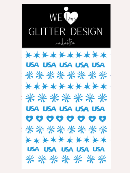 U.S.A. Party Nail Decal | Light Blue