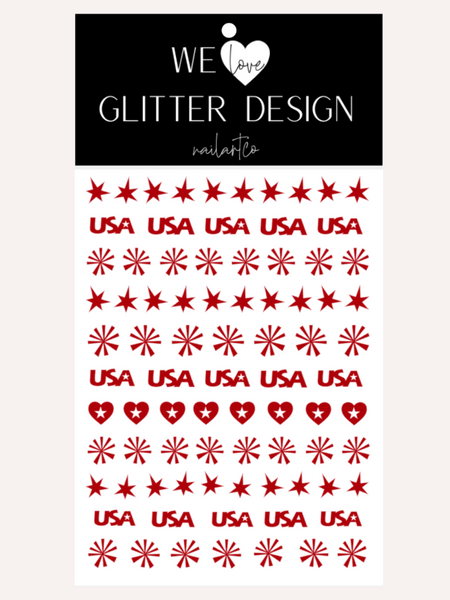 U.S.A. Party Nail Decal | Red