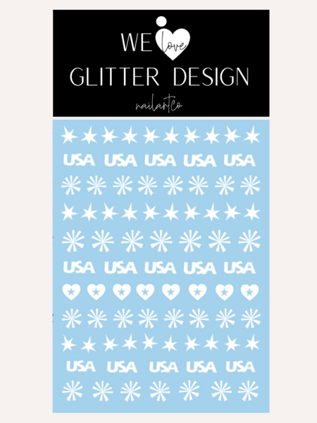 U.S.A. Party Nail Decal | White