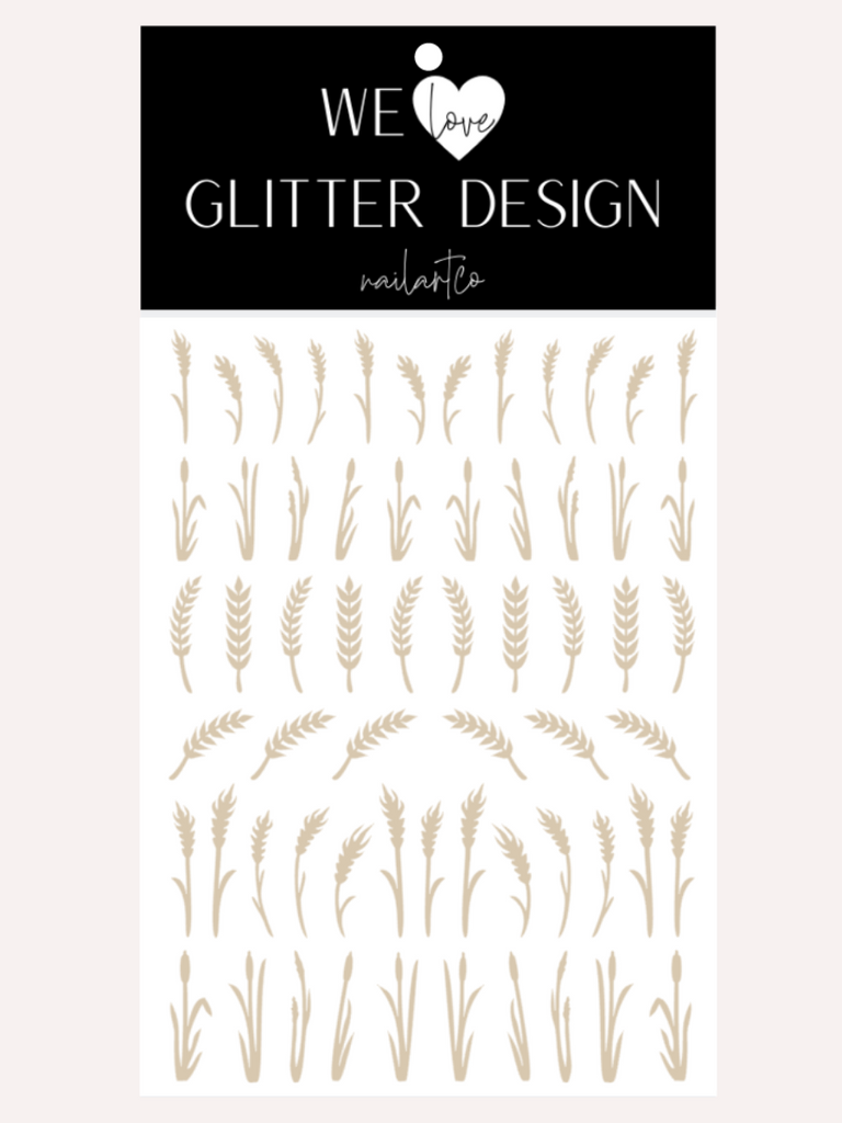 Wheat Stalk & Grass Nail Decal | Beige