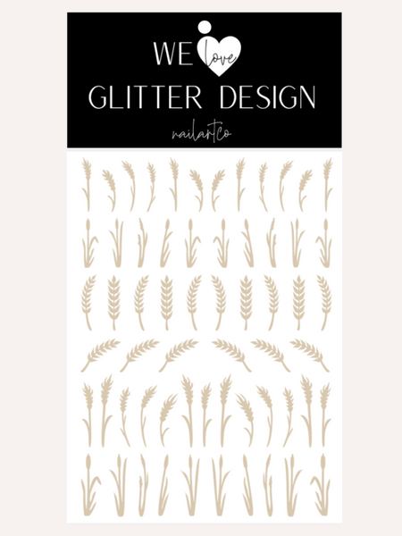 Wheat Stalk & Grass Nail Decal | Beige