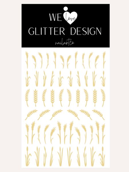 Wheat Stalk & Grass Nail Decal | Cream