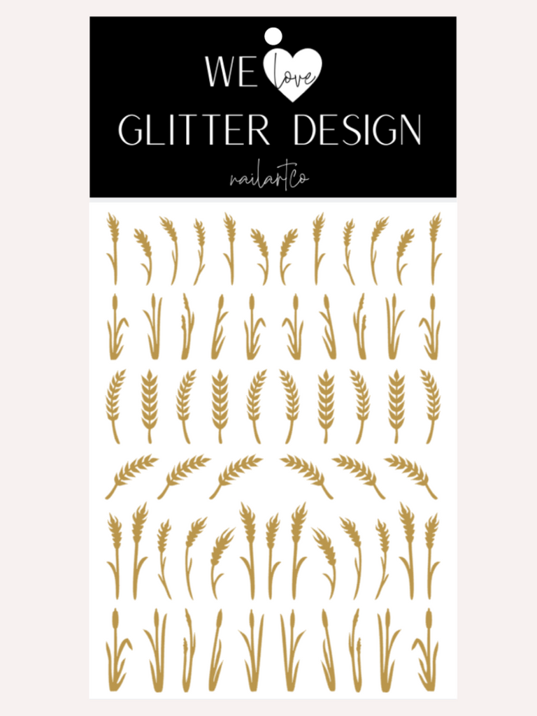 Wheat Stalk & Grass Nail Decal | Light Brown