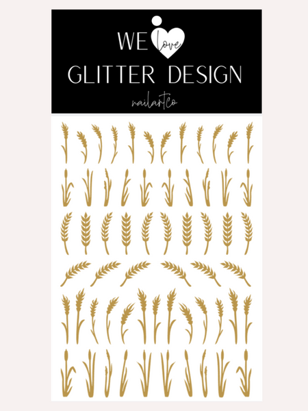 Wheat Stalk & Grass Nail Decal | Light Brown