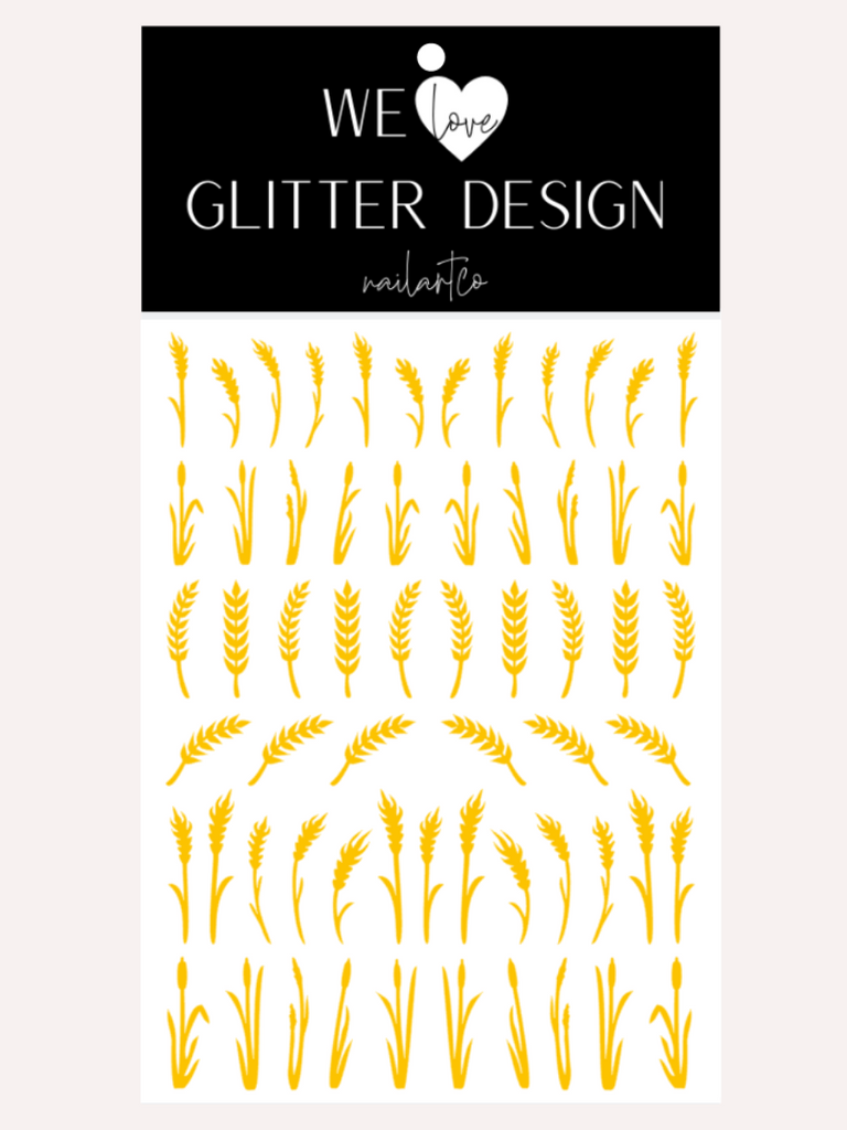 Wheat Stalk & Grass Nail Decal | Yellow
