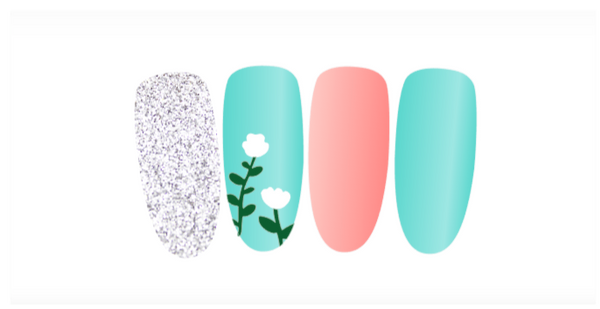 Wildflowers Nail Decal | White & Green