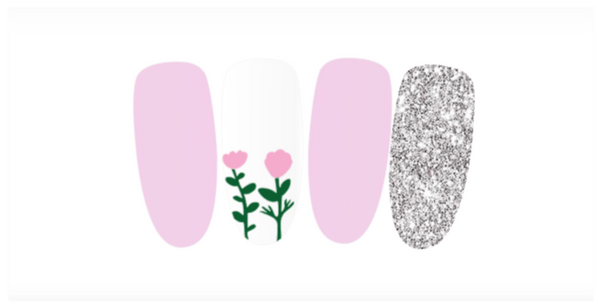Wildflowers Nail Decal | Soft Pink & Green