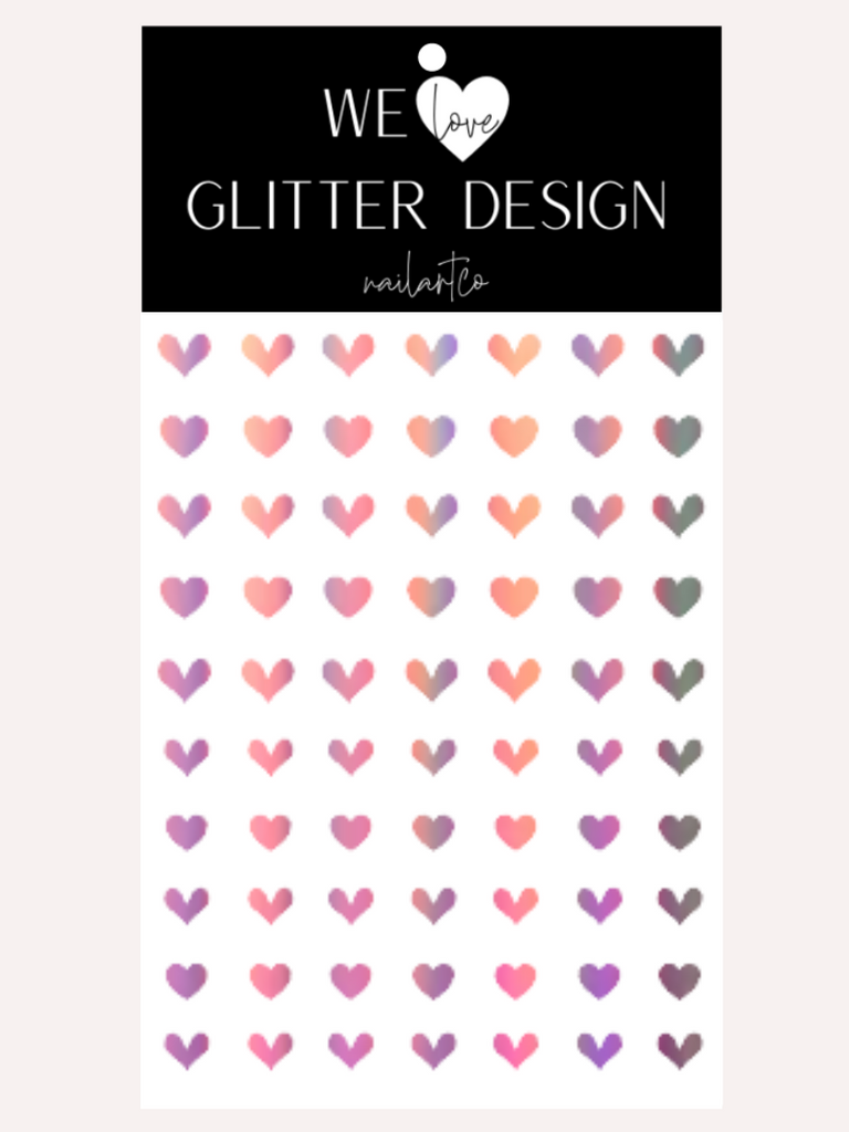 All Hearts Nail Decal | Holographic Rainbow // Rose Pink
