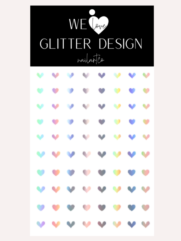 All Hearts Small Nail Decal | Holographic Rainbow // Silver