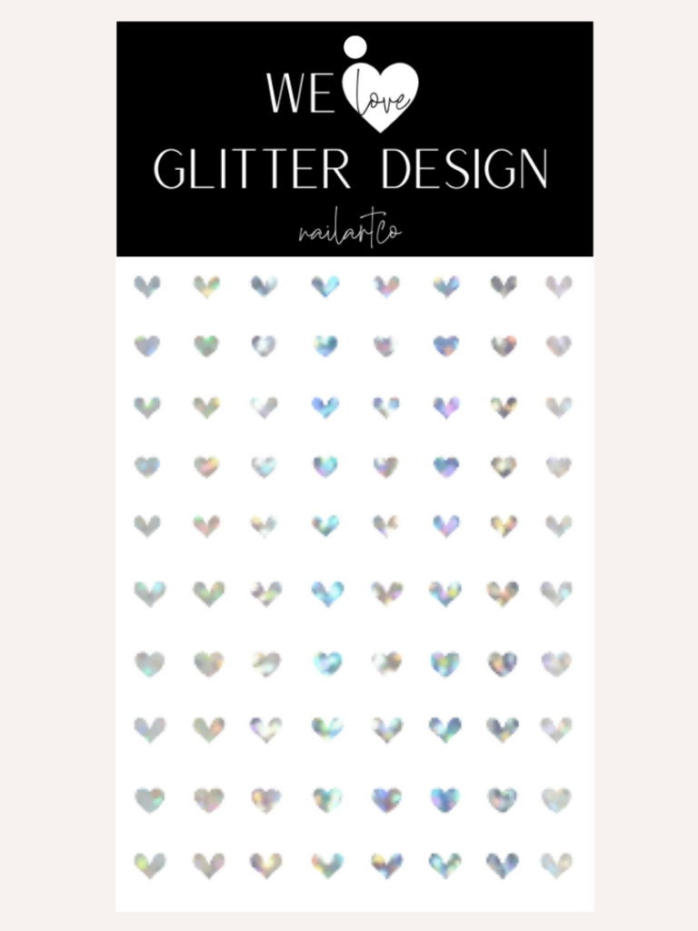 All Hearts Small Nail Decal | Holo Sparkle // Silver