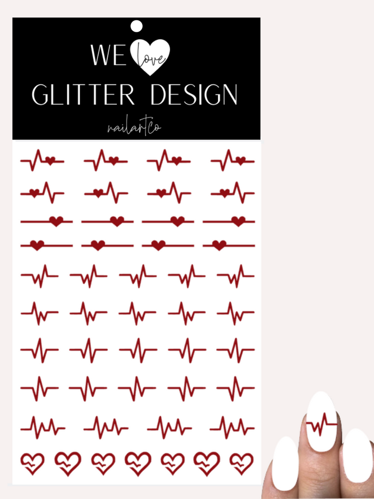 Heart Attack Nail Decal | Dark Red