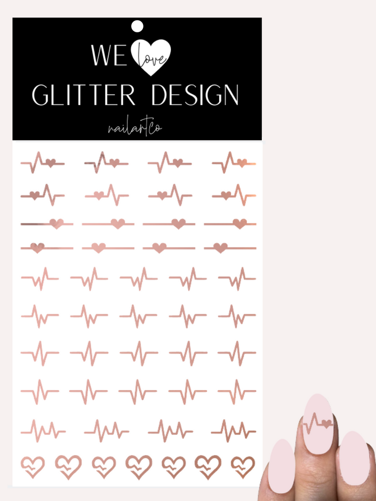 Heart Attack Nail Decal | Rose Gold Chrome