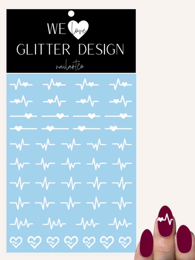 Heart Attack Nail Decal | White