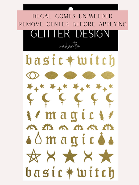 Basic Witch Nail Decal (Un-weeded) | Gold Shimmer