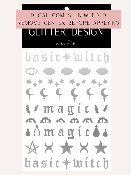Basic Witch Nail Decal (Un-weeded) | Silver Shimmer