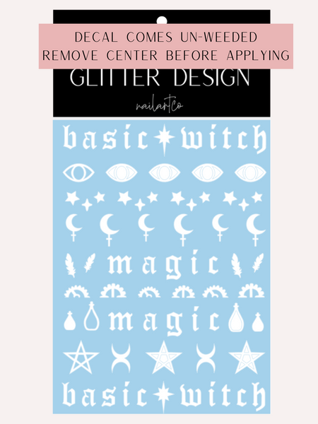 Basic Witch Nail Decal (Un-weeded) | White