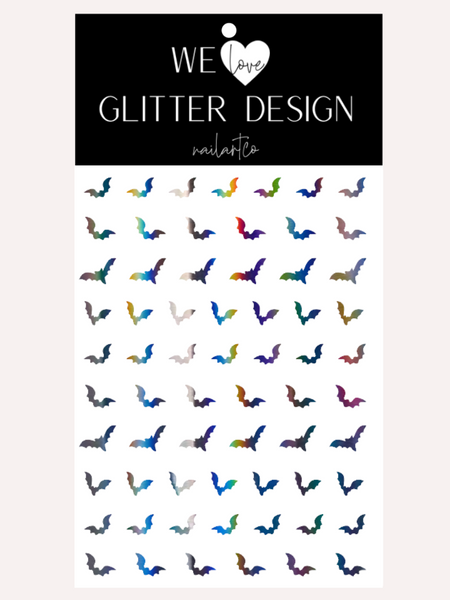 All Bats Nail Decal | Holographic Rainbow // Dark Grey