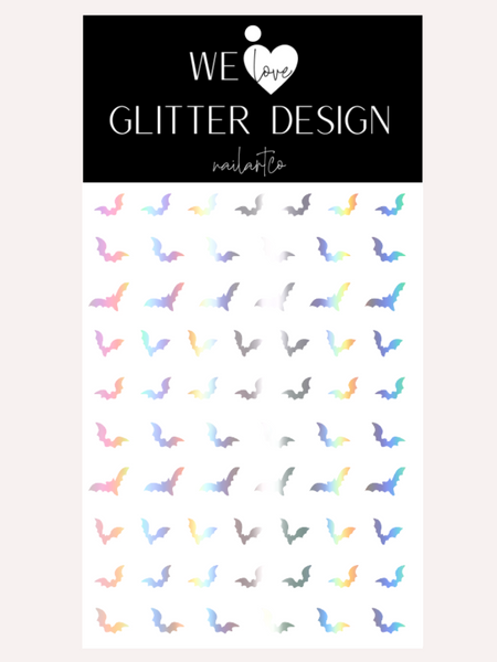 All Bats Nail Decal | Holographic Rainbow // Silver