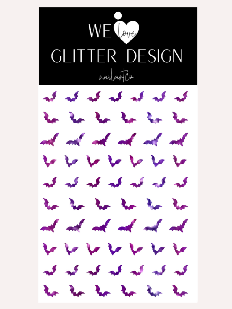 All Bats Nail Decal | Holographic Sparkle // Purple