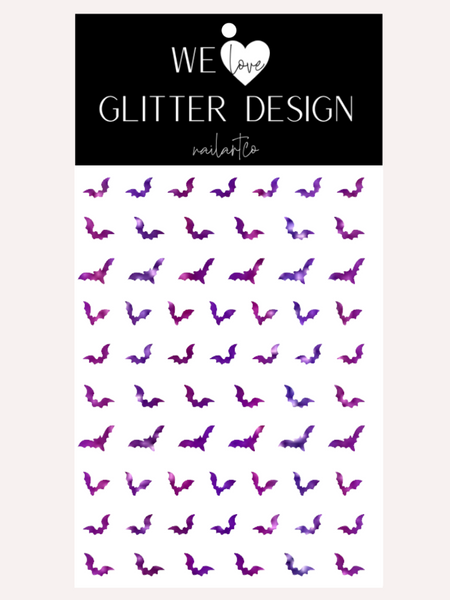All Bats Nail Decal | Holographic Sparkle // Purple