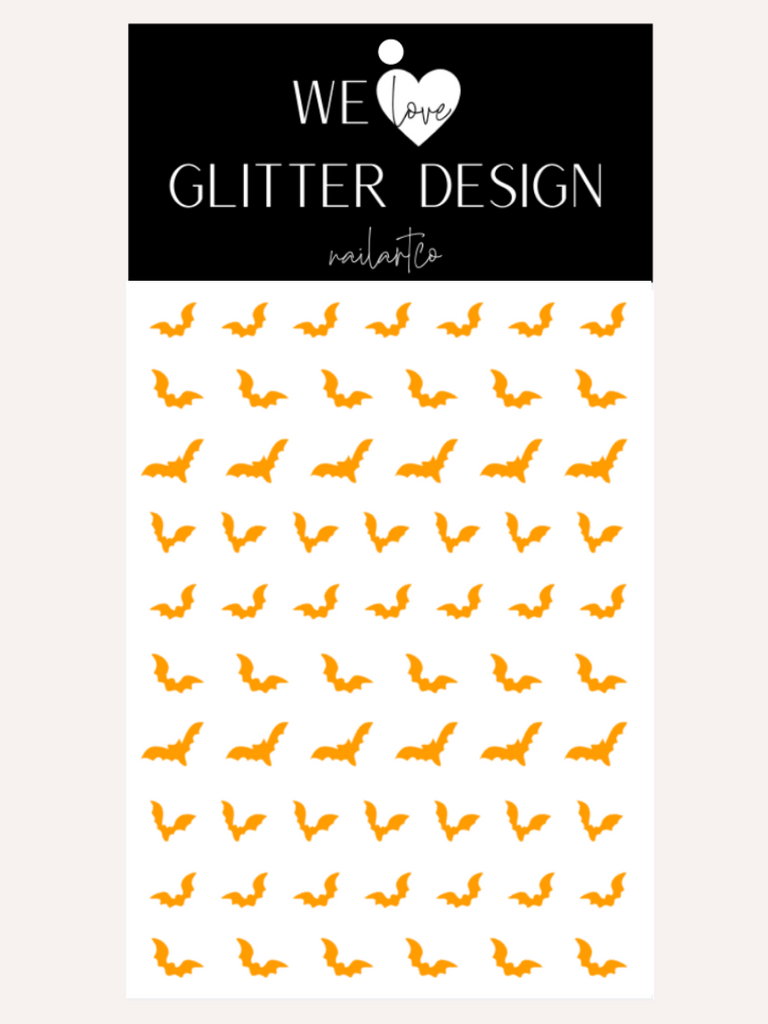 All Bats Nail Decal | Neon Light Orange