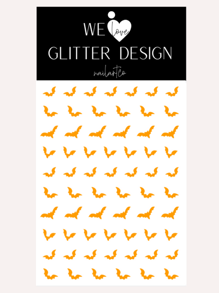 All Bats Nail Decal | Neon Light Orange