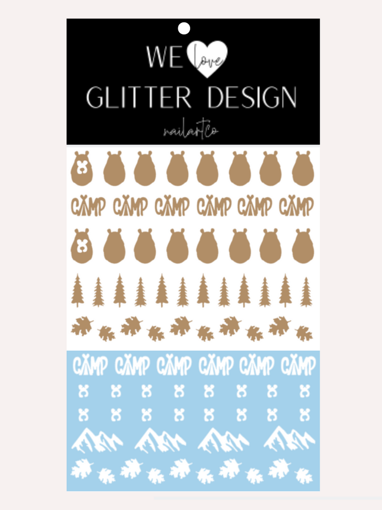 Bear Face Nail Decal | Light Brown - White