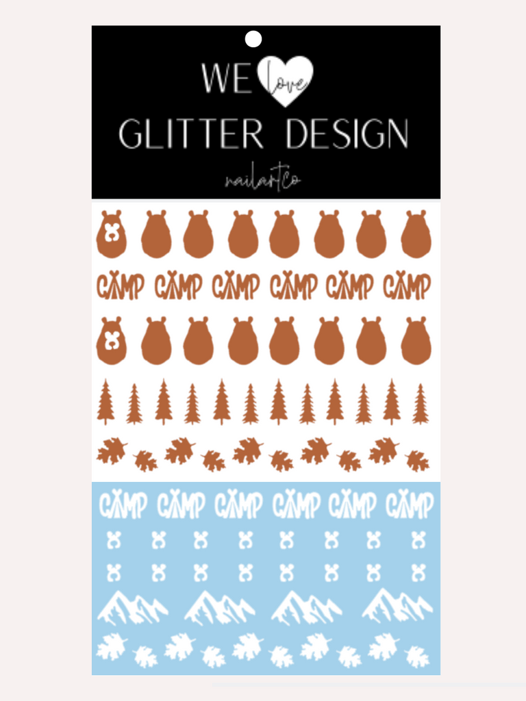 Bear Face Nail Decal | Nut Brown - White