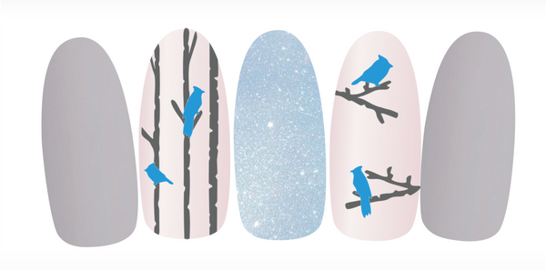 Blue Jay & Tree Nail Decal | Light Grey & Light Blue