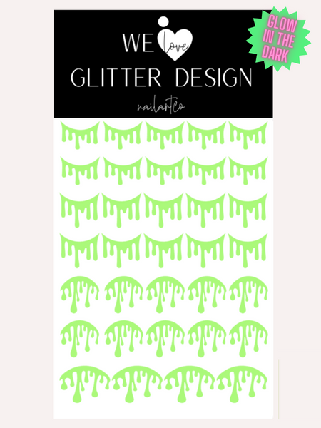 Blood Cuticle & Smile Line Drip Nail Decal | Glow In The Dark // Lime