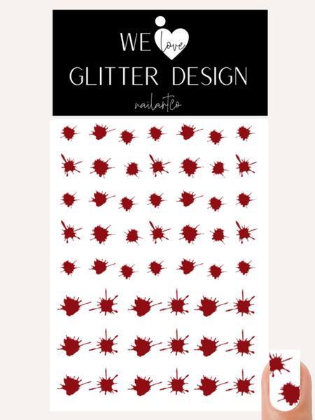 Blood Splatter Nail Decal | Dark Red