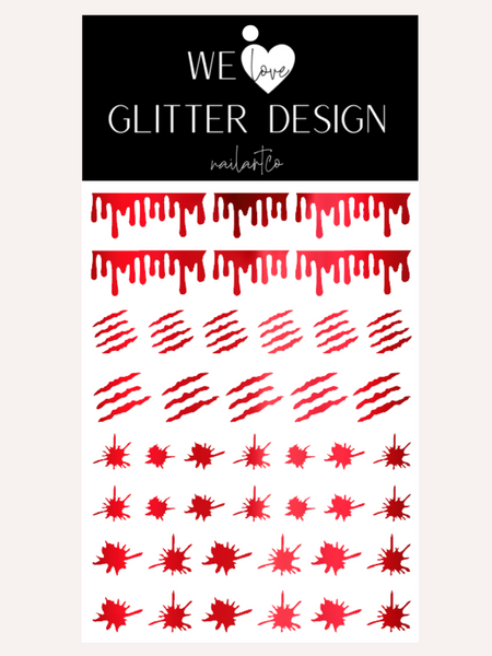 Blood Variety Nail Decal | Chrome // Red