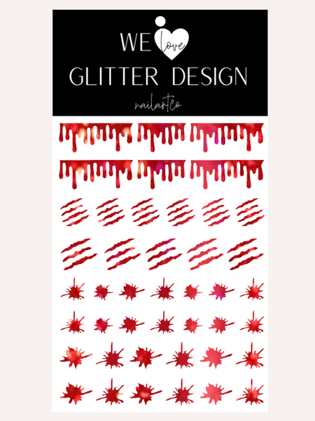 Blood Variety Nail Decal | Holographic Sparkle // Red