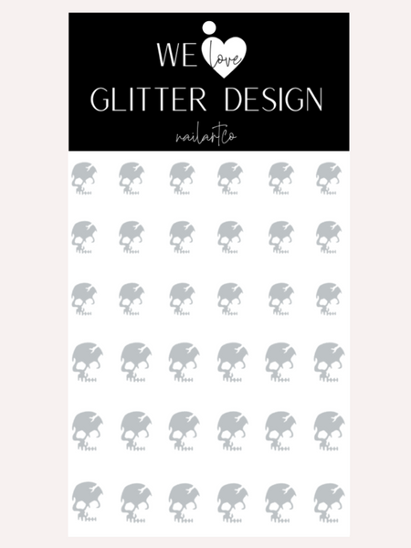 Broken Skull Nail Decal (Un-weeded) | Mortar Grey