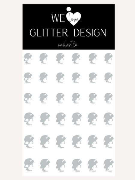 Broken Skull Nail Decal (Un-weeded) | Mortar Grey