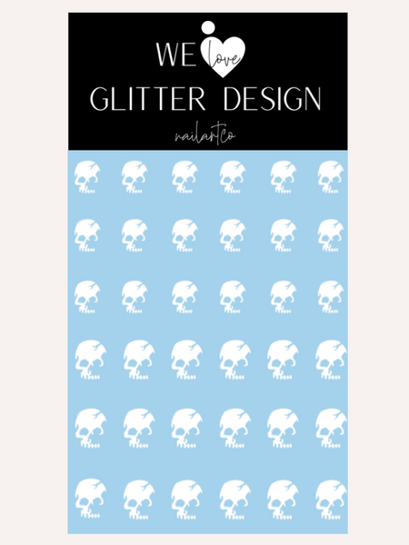 Broken Skull Nail Decal (Un-weeded) | White