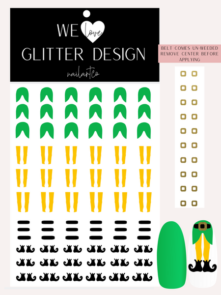 Buddy The Elf Legs Nail Decal | Bright Green