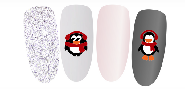 Penguin Nail Decal | Red Scarf & Ear Muffs