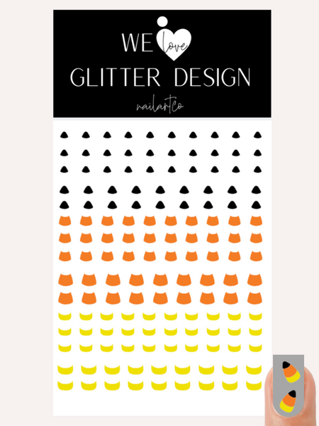 Candy Corn Nail Decal | Black, Bright Orange & Bright Yellow