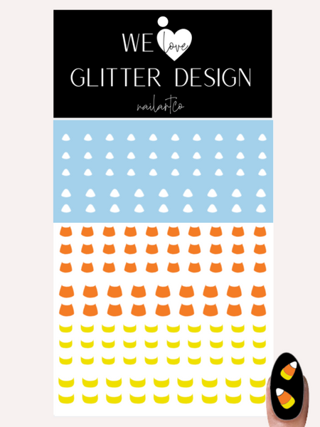 Candy Corn Nail Decal | White, Bright Orange & Bright Yellow