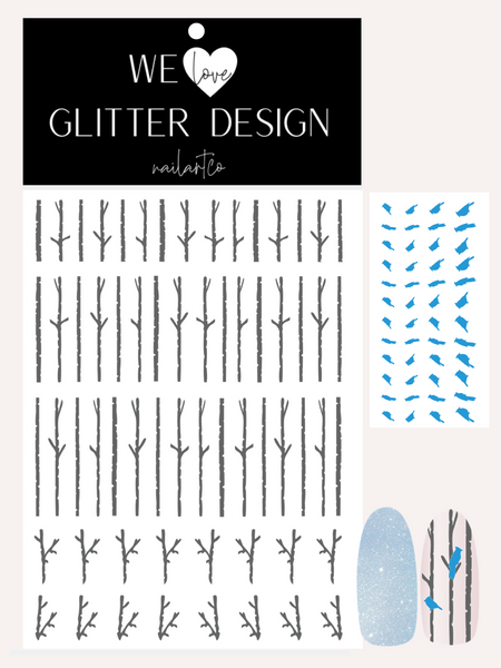 Blue Jay & Tree Nail Decal | Light Grey & Light Blue