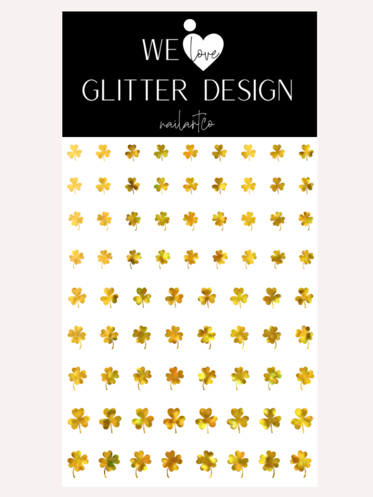 All Clovers Nail Decal | Holographic Sparkle // Gold