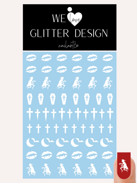 Dracula Nail Decal | White
