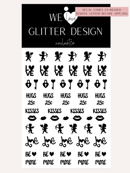 Cupid Valentine Nail Decal | Black (*Comes Un-Weeded)